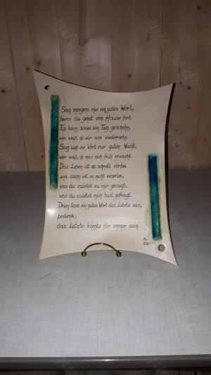 Keramik Schild mit Spruch Handarbeit 