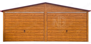 Blechgarage 6x6m - 2x Schwingtor Fertiggarage Stahlgarage Doppelgarage Satteldach GP633