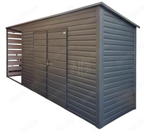 Gartenhaus - Gartenschuppen 4x1,5m + Überdachung 2m Fahrradschuppen Gerätehaus GP627