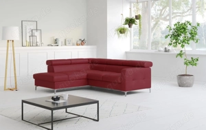 Echtleder-Ecksofa  Sammy  von Cotta in Rot   mit Schlaffunktion & Bettkasten