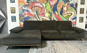 Sofa  Saturn Salsa Olive    mit Sitztiefenverstellung, moderne Veloursoptik