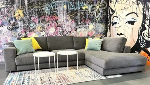 Ecksofa  Melissa  in Cord   XXL Größe, Rückenkissen, optional mit Hocker