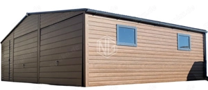Blechgarage 8x6m Fertiggarage Stahlgarage Doppelgarage Holzoptik GP599