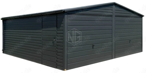 Blechgarage 6x6m - 2x Schwingtor - Tür - Anthrazit Stahlgarage Doppelgarage GP595