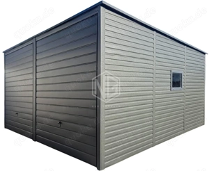 Blechgarage 6x6m - 2x Schwingtor - Doppelgarage  Anthrazit - Blechhalle Garage GP594