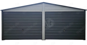 Blechgarage 6x6m Stahlgarage Doppelgarage - Silber - Satteldach Hohe Qualität GP593