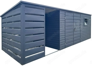 Gartenhaus - Gartenschuppen 4,5x2,5m + Überdachung 2m Fahrradschuppen Garage nach Maß ID994