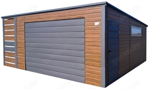 Blechgarage 6x5,8m Metallgarage Fertiggarage Stahlgarage in Holzoptik ID980
