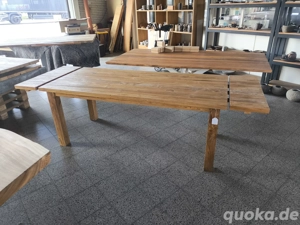 Esstisch mit Ansteckplatten massiv recycelt Teakholz Massivholz Tisch Küchentisch