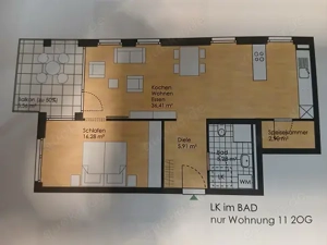 Vermiete eine schöne helle 2-Zimmer-Wohnung mit Bad,Keller und Balkon