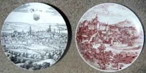 2 Große Porzellan Wandteller Stadt Amberg Sulzbach-Rosenberg TOP