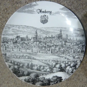 2 Große Porzellan Wandteller Stadt Amberg Sulzbach-Rosenberg TOP Bild 2