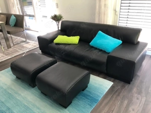 KOINOR Ledersofa 3-Sitzer in schwarz, auch die Rückseite ist bezogen mit Sattelleder (Tara)