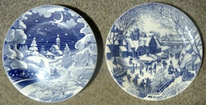 2 Sammelteller Porzellan Wintermotiv Ironstone Motiv 86 u 90 TOP