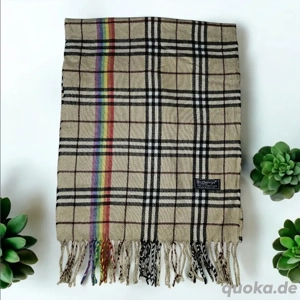 LUXUS SCHAL 100% Cashmere   Regenbogen Karo Look    Made in Scotland