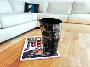 Luxury Interior Echthorn Vase schwarz weiß Watussi Blumenvase