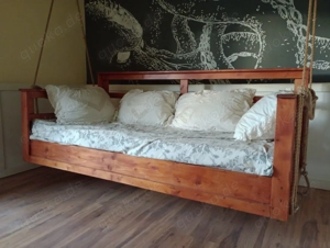 Lounge-Schaukel   Hängesofa Holz mit Matratze - Unikat 