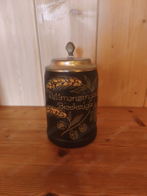 Dellmensinger Bierkrug mit Zinndeckel 
