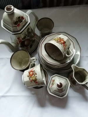 Kaffeeservice Winterling braun mit Dekor Apfel Birne