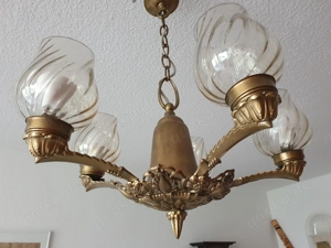 Alter Messingkronleuchter massiv, 5-armig, sehr dekorativ