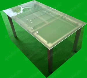 Glastisch 160x90 cm (ausziehbar auf 200x90 cm), Milchglas