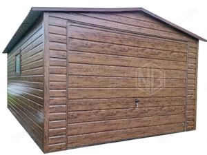 Blechgarage 4x6m Stahlgarage Holzoptik - Gartenschuppen Gerätehaus  ID809