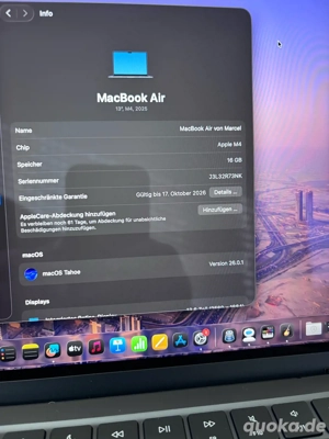 Apple Macbook Air 13 M4 von 2025 mit 512GB und OVP Bild 3 Apple Macbook Air 13 M4 von 2025 mit 512GB und OVP Bild 3
