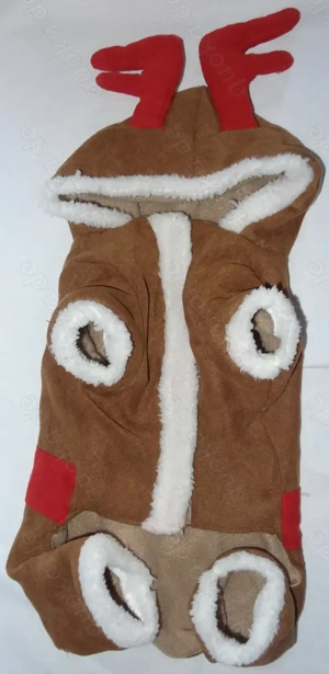 DL Anzug für Hund Weihnachtskleidung Haustierkostüm mit Kapuze Tedi Braun weis rot GrS 5Min