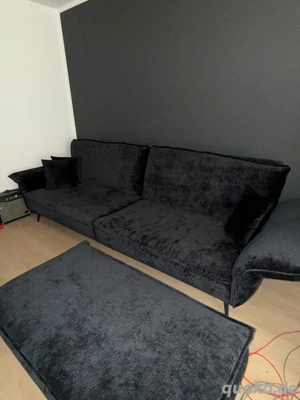 Neuwertiges schwarzes Sofa + Beistellteil - 10 Monate alt
