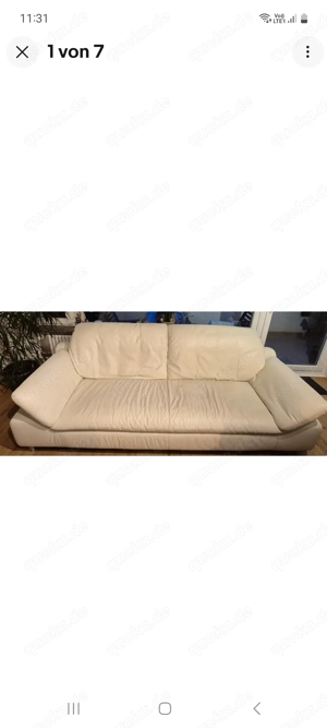 Gebrauchtes beigefarbenes Ledersofa (ca. 2,50 m x 0,90 m x 0,85 m)