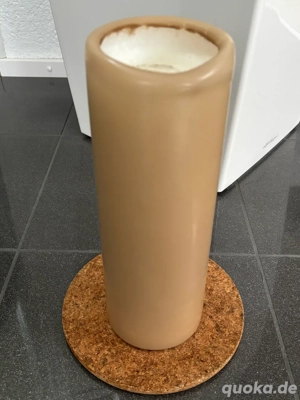 Blockkerze duftneutral, dunkel graubeige 29cm