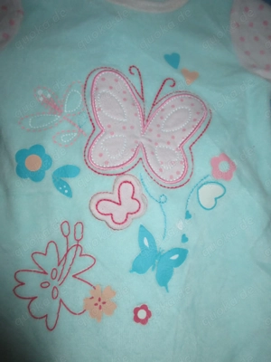 NEU m.E.Baby GIRL Schmetterling 3D Applikation-Stickerei Nicki Einteiler Schlafanzug Gr.68 mint grün