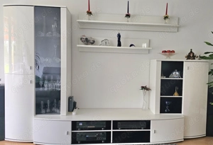 Wohnwand 3M 20cm Weiß-Hochglanz. Wie Neu.