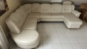 Wohnlandschaft   Couch   Sofa Echtleder weiß beige zu verkaufen  Bild 2