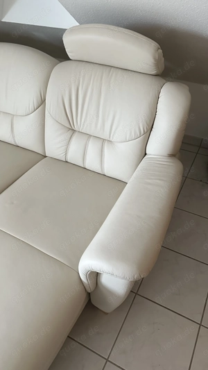 Wohnlandschaft   Couch   Sofa Echtleder weiß beige zu verkaufen  Bild 4