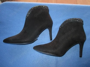 NEU m. ETIKETT Velours Leder Abend Ausgeh Swarovski Strass Stiefeletten Unkle Boots Buffalo schwarz