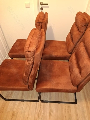 4 Stühle Freischwinger mit Stoffbezug im Vintagelook 