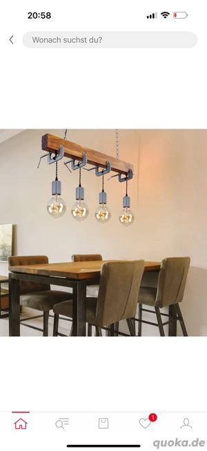 GLOBO LIGHTING Leuchtmittel  inklusive, Hängeleuchte Holz Esstisch Lampe Küche hängend