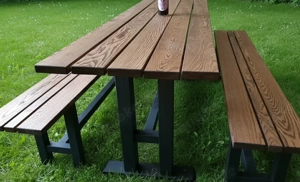 2 Bank-1 Tisch Kombination Balkonmöbel Gartenmöbel Neu Massivholz Bild 7
