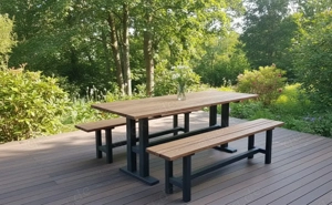 2 Bank-1 Tisch Kombination Balkonmöbel Gartenmöbel Neu Massivholz