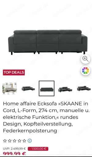 Sofa Cord in Anthrazit Federkern 4 Monate alt... Bild 2 Sofa Cord in Anthrazit Federkern 4 Monate alt... Bild 2