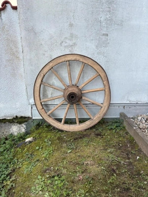 Deko Wagenrad   Holz Eisen, ca. 85 cm, geschliffen