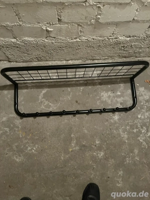 Wandgarderobe Metall schwarz - 8 Haken & Gitterablage im Industrial Stil