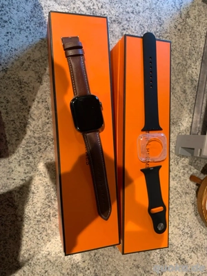 Smartwatch im Apple Watch Herm s Stil   mit Lederarmband (braun)