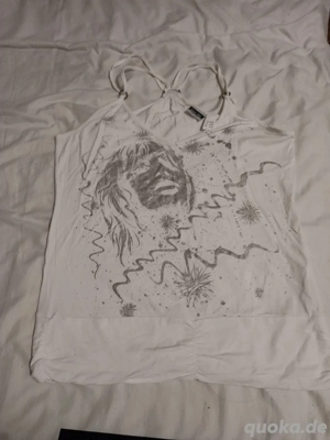 Damen Träger T-Shirt weiß mit Glitzer gr.40 42