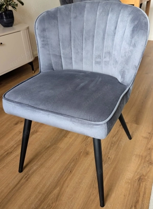 4 elegante Stühle Esszimmer aus Samt, Metallbeine schwarz