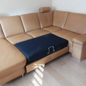 Couchgarnitur Leder mit Schlafplatz und Hocker -gebraucht- Bild 6