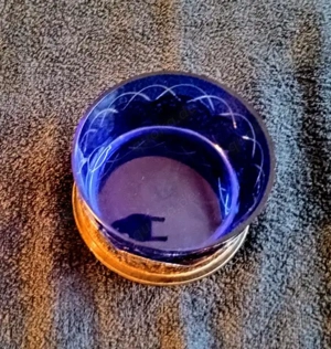 Glas - Kristall Schale, Blau, Antik,Jugendstil, mit Fuss