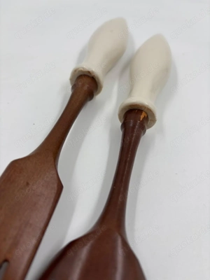 Salatbesteck 2 teilig, 18 cm, Holz mit Porzellan g