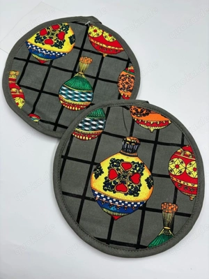 2er Set Topflappen, 100% Baumwolle, rund   ca. 20 